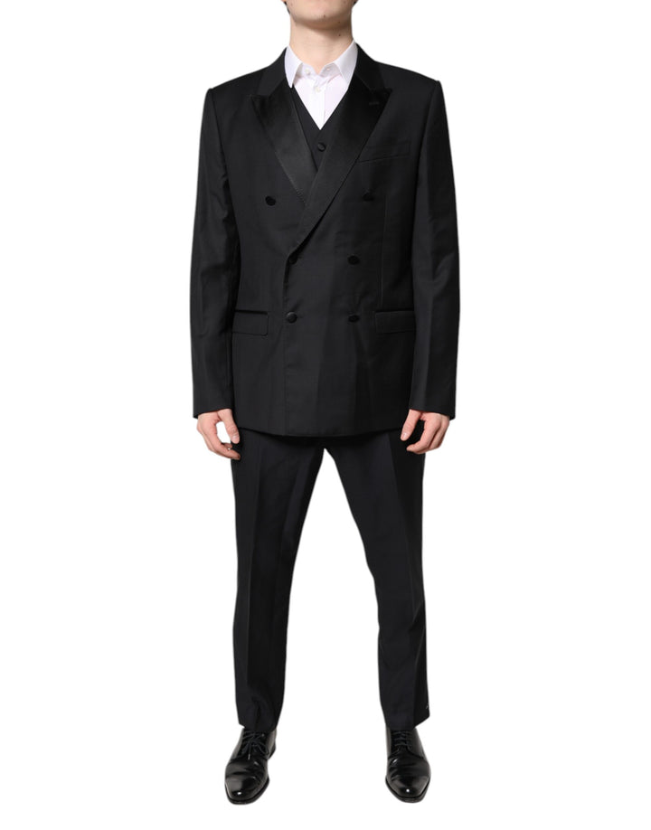 Traje formal de 3 piezas cruzado Dolce & Gabbana negro