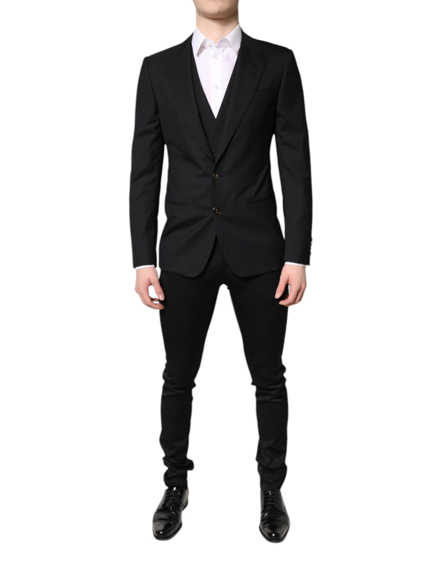 Blazer de costume noir Dolce & Gabbana avec gilet