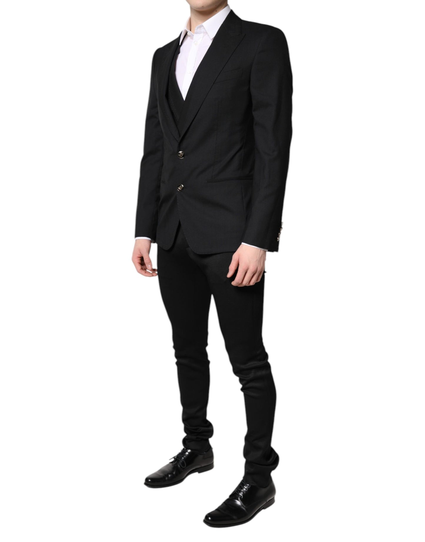Blazer de costume noir Dolce & Gabbana avec gilet
