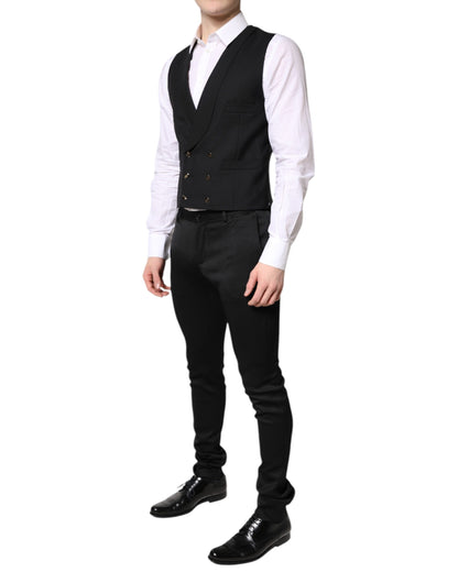 Blazer de costume noir Dolce & Gabbana avec gilet