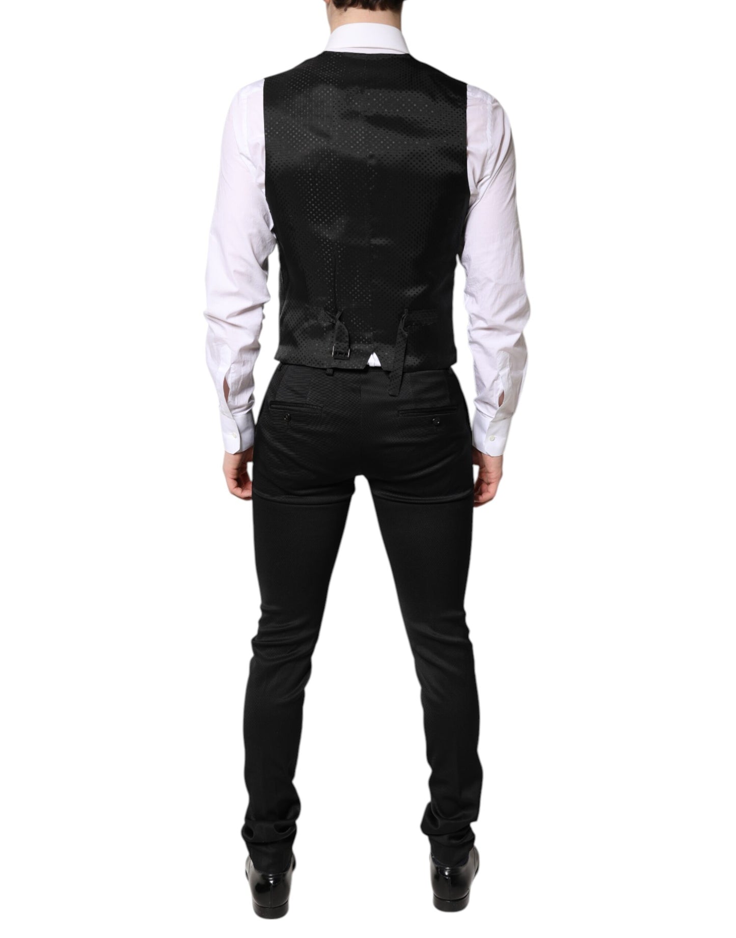 Blazer de costume noir Dolce & Gabbana avec gilet