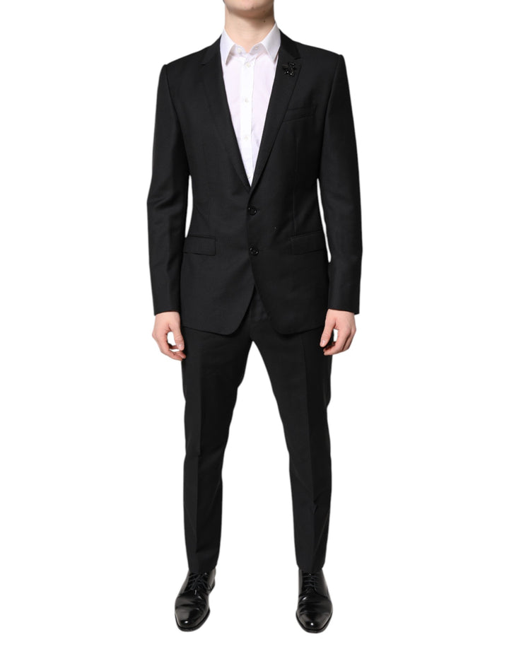 Traje de dos piezas Dolce & Gabbana negro de lana de botonadura sencilla