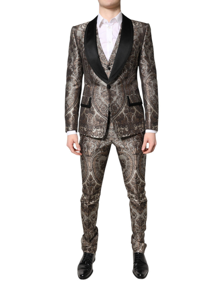 Traje de 3 piezas Dolce & Gabbana de jacquard multicolor de un solo botón