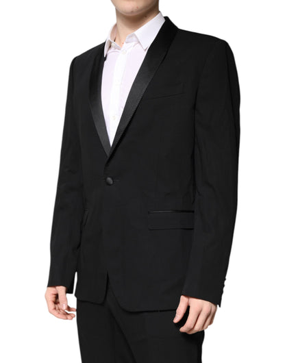Traje de 2 piezas Dolce & Gabbana de lana negra de botonadura sencilla