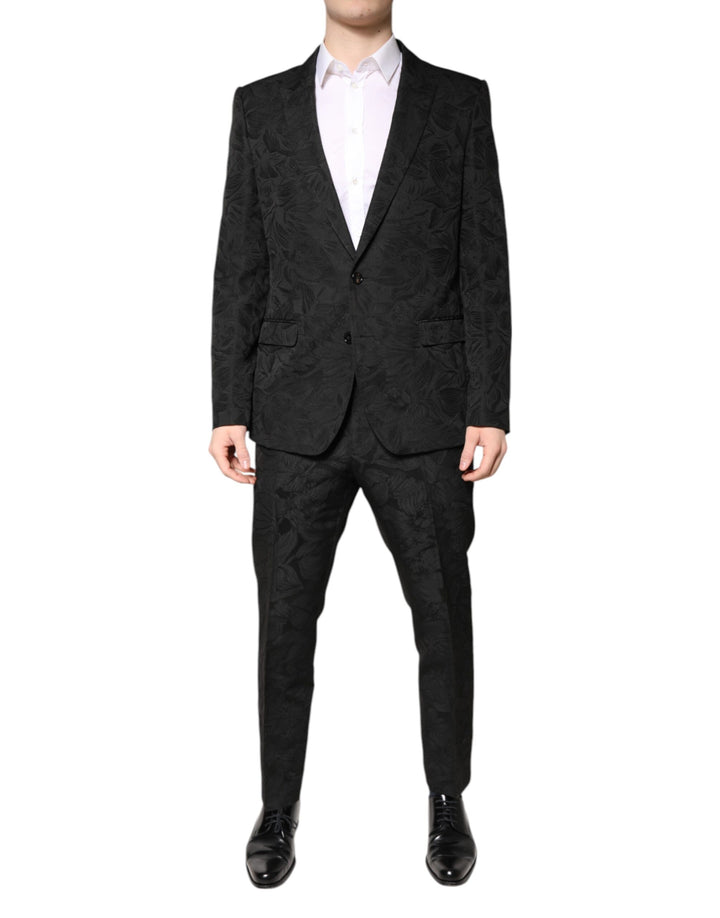 Traje de 2 piezas de jacquard floral de poliéster negro de Dolce & Gabbana