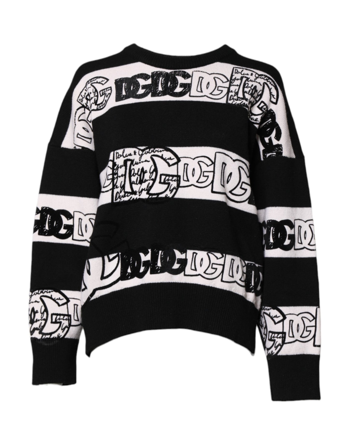 Sudadera tipo jersey de lana con estampado del logotipo en blanco y negro de Dolce & Gabbana