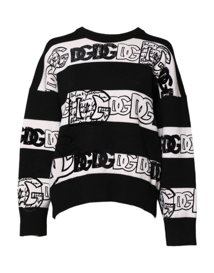 Sudadera tipo jersey de lana con estampado del logotipo en blanco y negro de Dolce & Gabbana