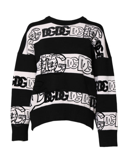 Sudadera tipo jersey de lana con estampado del logotipo en blanco y negro de Dolce & Gabbana