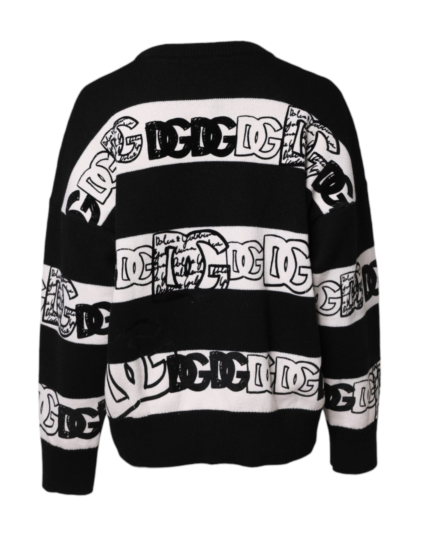 Sudadera tipo jersey de lana con estampado del logotipo en blanco y negro de Dolce & Gabbana