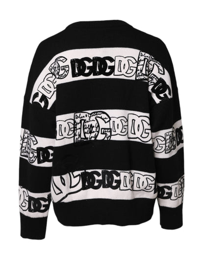 Sudadera tipo jersey de lana con estampado del logotipo en blanco y negro de Dolce & Gabbana