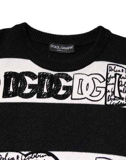 Sudadera tipo jersey de lana con estampado del logotipo en blanco y negro de Dolce & Gabbana