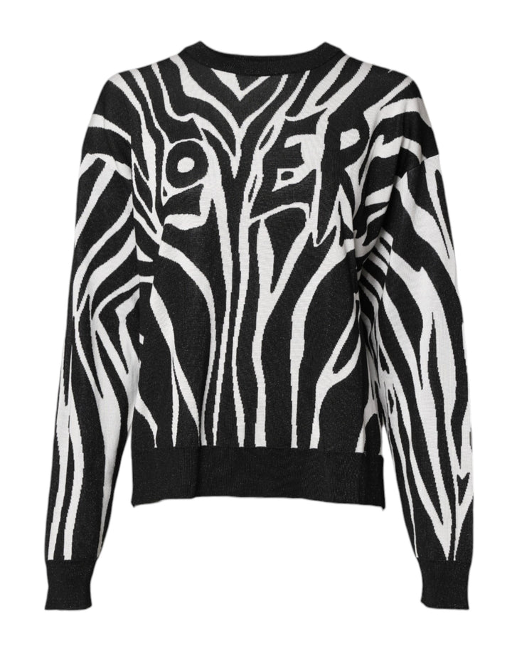 Suéter de punto para mujer con estampado blanco y negro de Dolce & Gabbana
