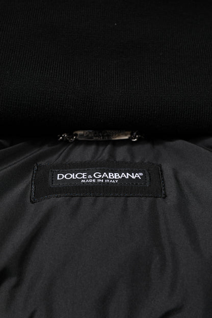 Chaqueta acolchada con capucha y cremallera completa con logo azul de Dolce & Gabbana