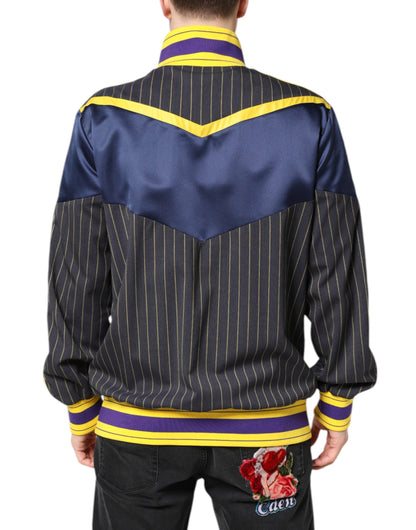 Chaqueta bomber con cremallera completa, logo a rayas y negra de Dolce & Gabbana