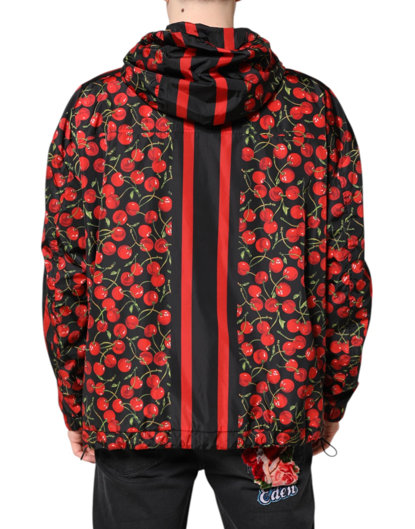 Veste coupe-vent à capuche Dolce & Gabbana imprimé cerises noires