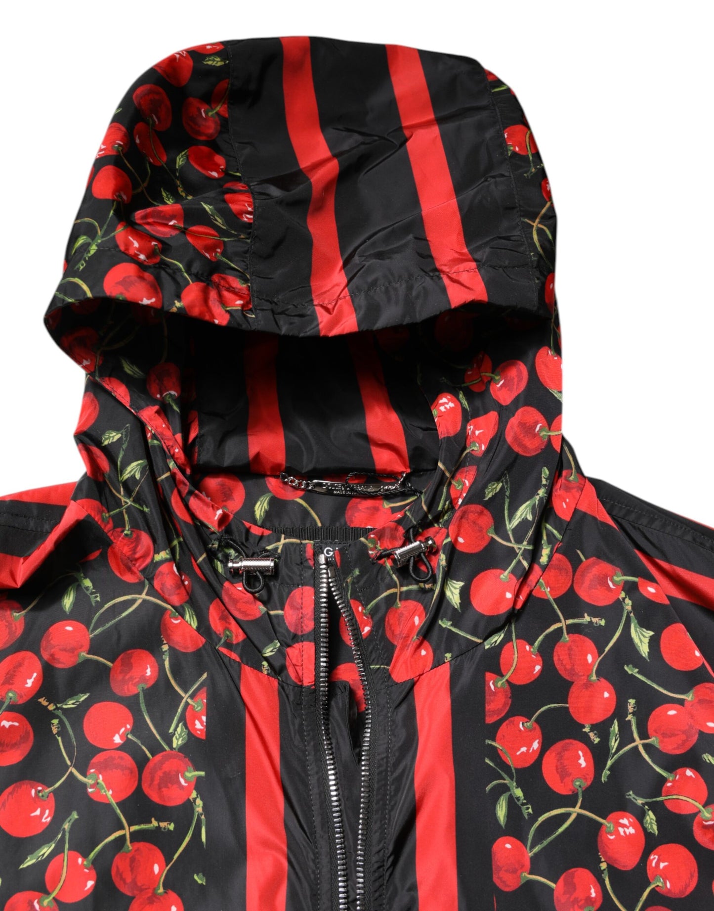 Veste coupe-vent à capuche Dolce & Gabbana imprimé cerises noires