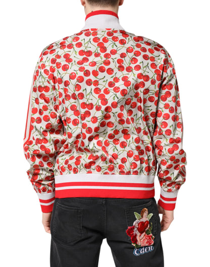 Chaqueta bomber con cremallera completa y estampado de cerezas blancas de Dolce & Gabbana