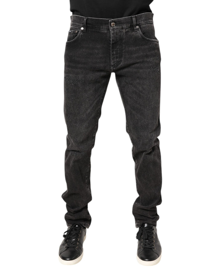 Jeans ajustados Dolce & Gabbana de algodón gris lavado