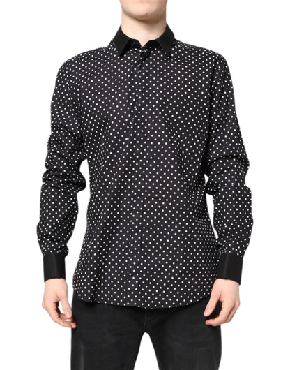 Chemise habillée Dolce & Gabbana en coton noir à pois