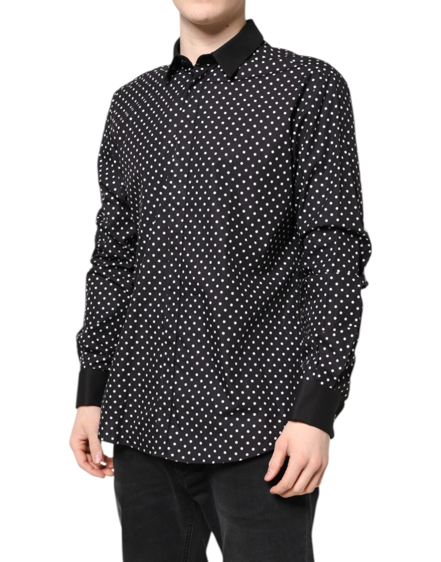 Chemise habillée Dolce & Gabbana en coton noir à pois