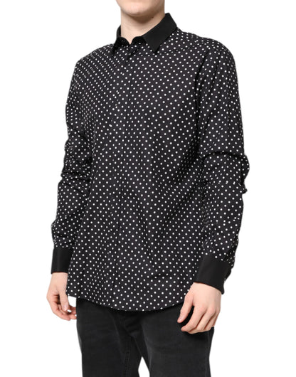 Chemise habillée Dolce & Gabbana en coton noir à pois