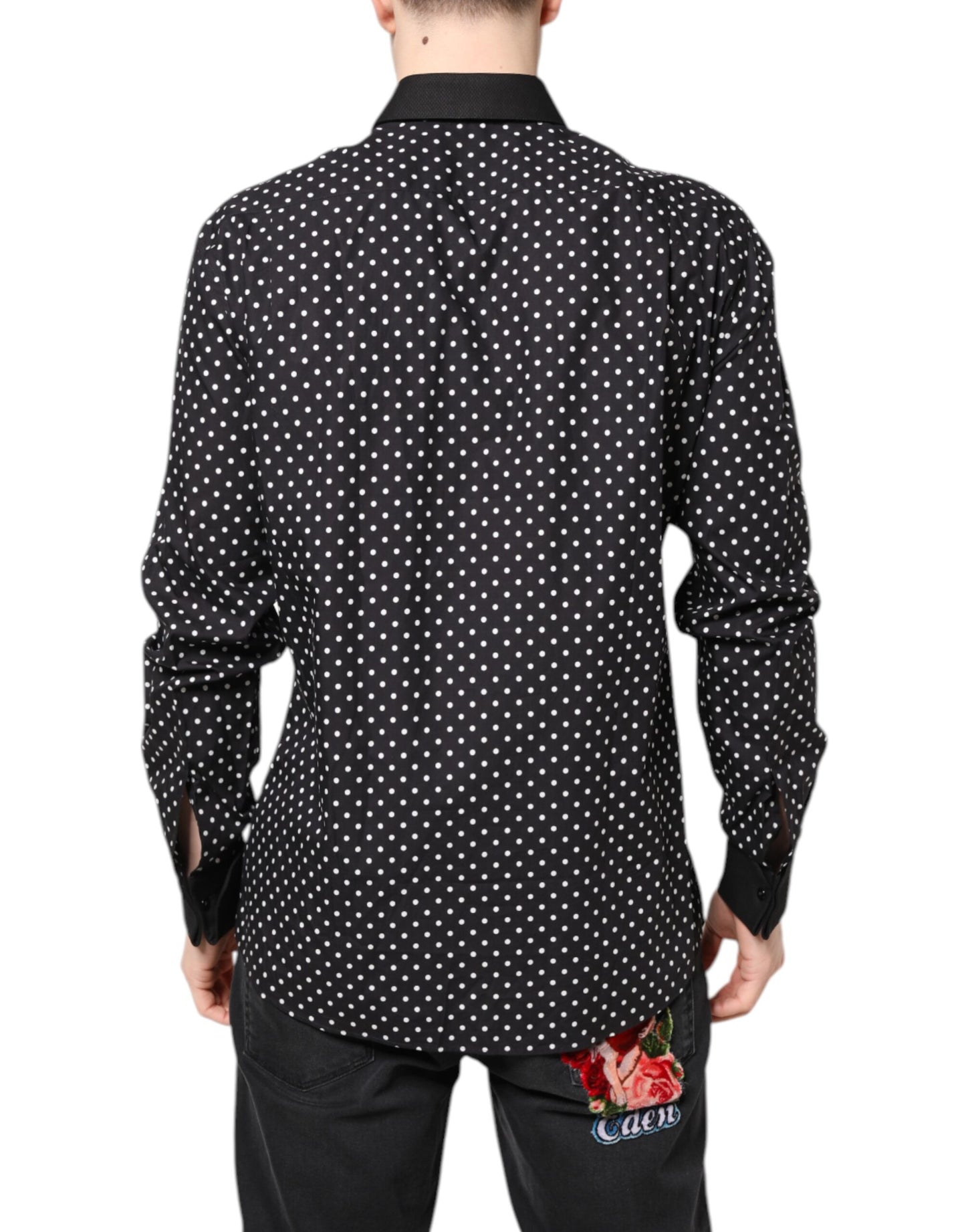 Chemise habillée Dolce & Gabbana en coton noir à pois