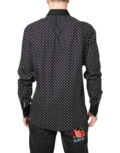 Chemise habillée Dolce & Gabbana en coton noir à pois