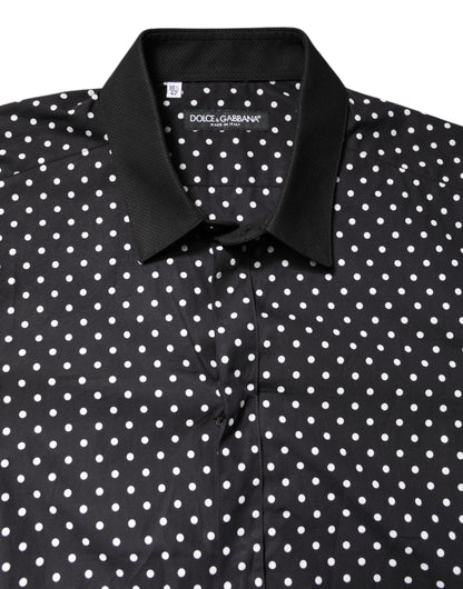 Chemise habillée Dolce & Gabbana en coton noir à pois