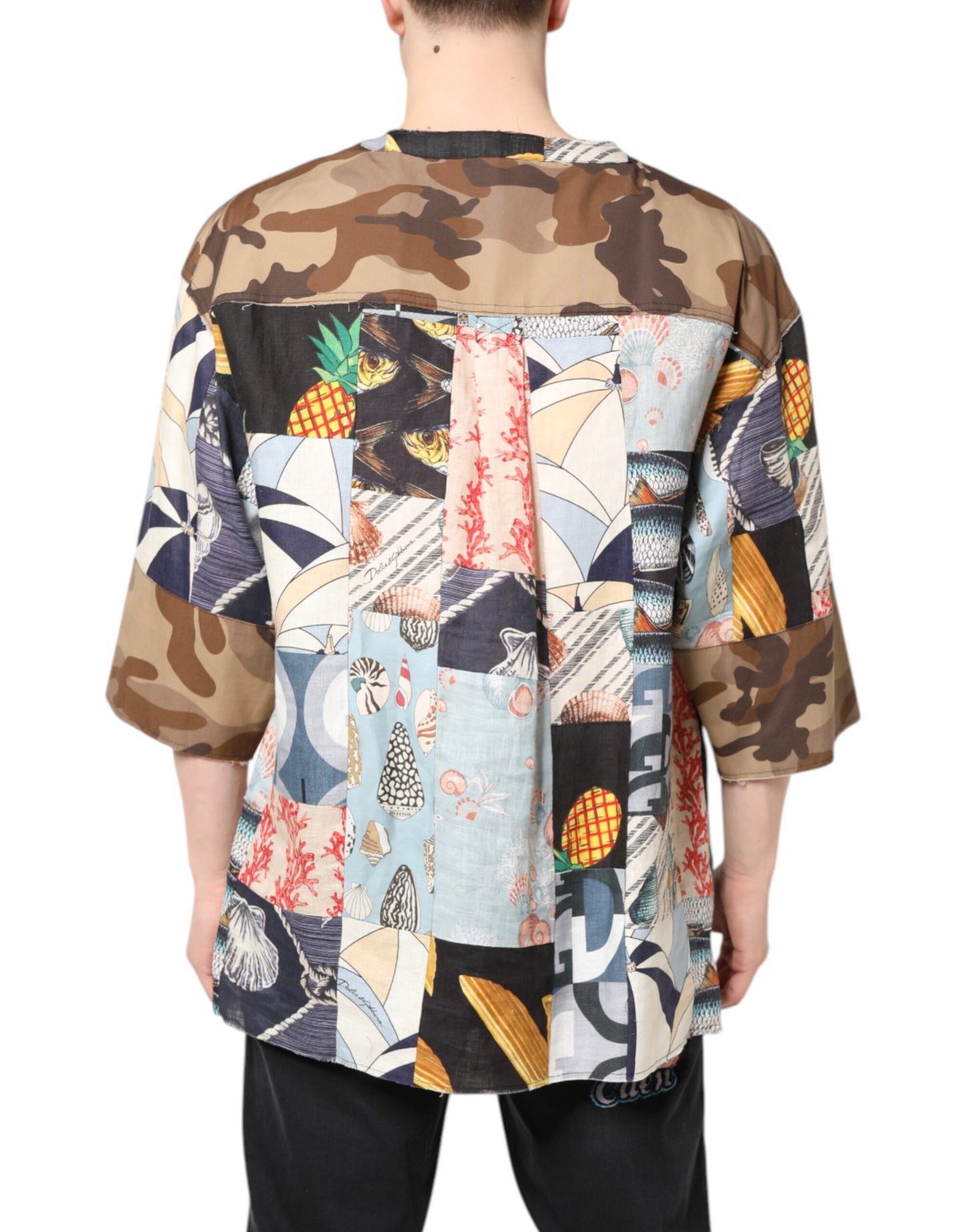 Camisa Dolce & Gabbana de Manga Corta con Parches Multicolor