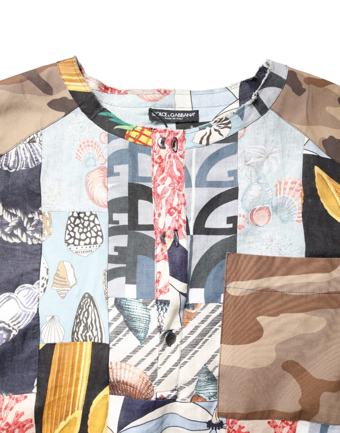 Camisa Dolce & Gabbana de Manga Corta con Parches Multicolor