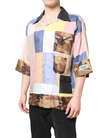 Chemise Dolce & Gabbana multicolore à manches courtes et patchwork