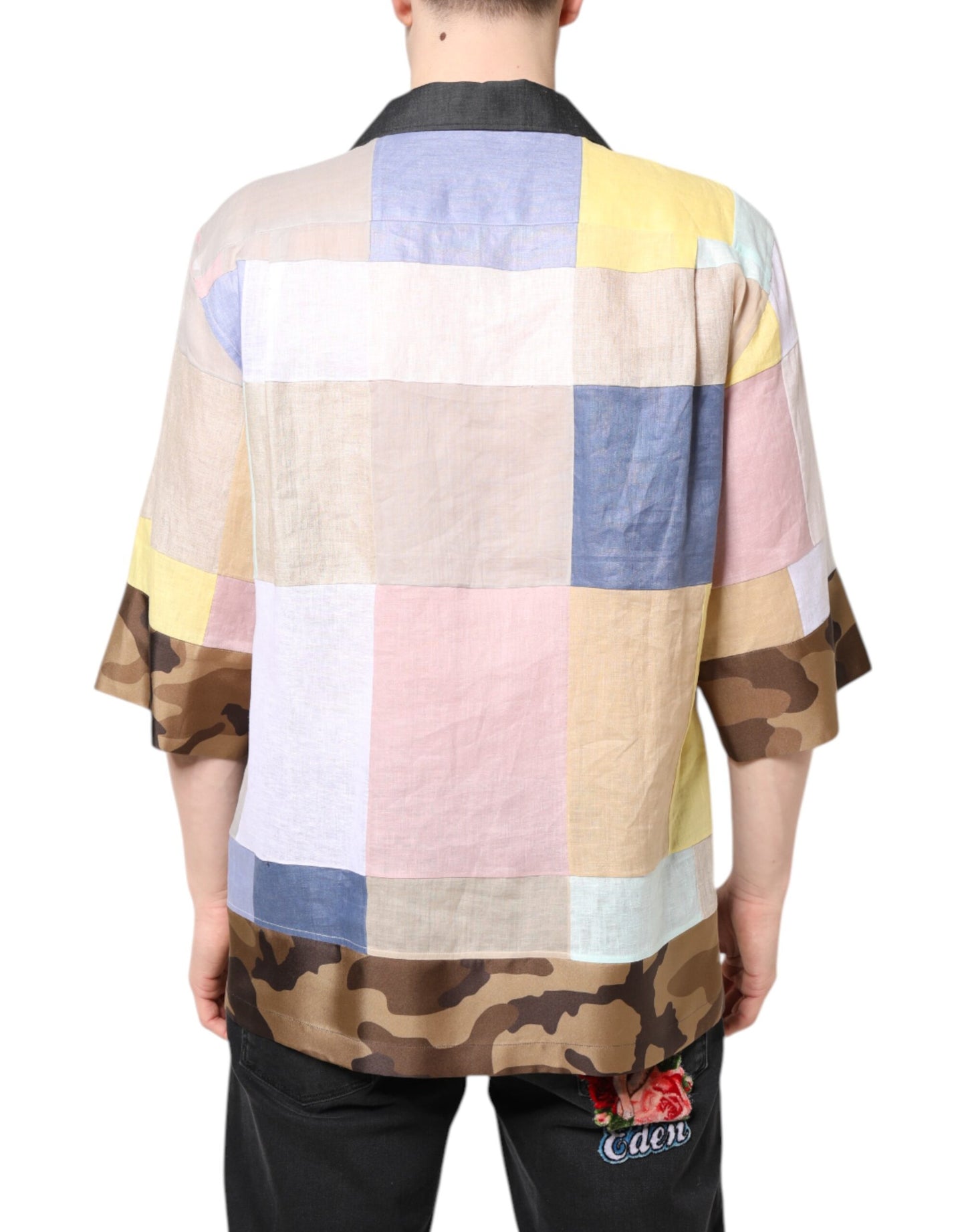 Chemise Dolce & Gabbana multicolore à manches courtes et patchwork