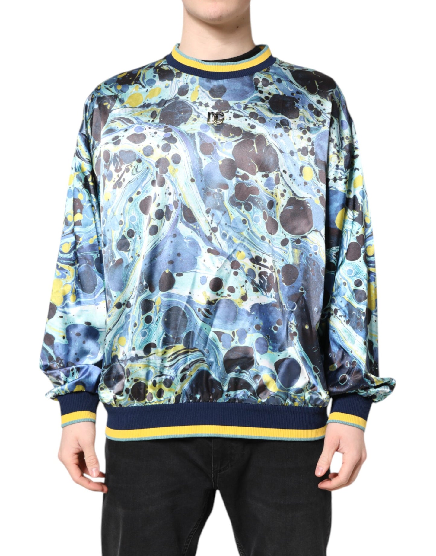 Pull-over homme Dolce & Gabbana en maille à motif marbre multicolore