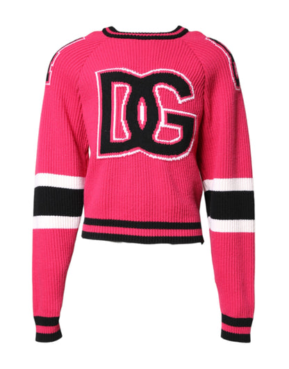 Sudadera de punto de algodón rosa Dolce & Gabbana con logo estampado