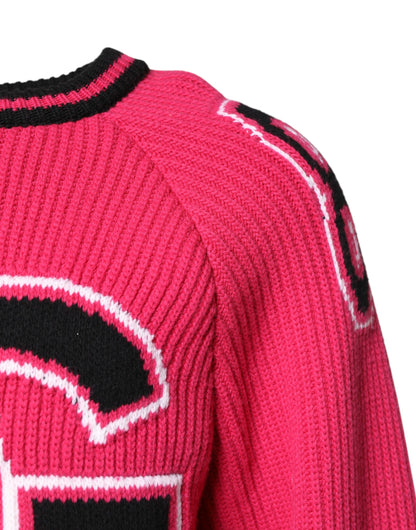 Sudadera de punto de algodón rosa Dolce & Gabbana con logo estampado