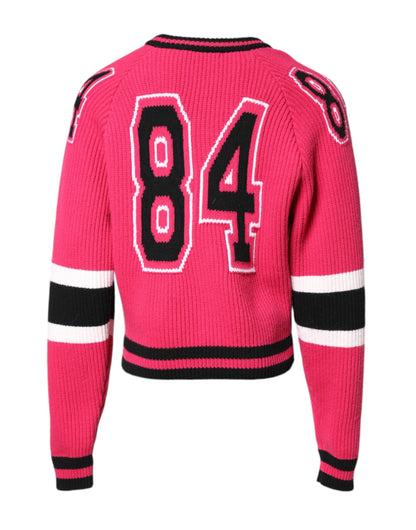 Sudadera de punto de algodón rosa Dolce & Gabbana con logo estampado