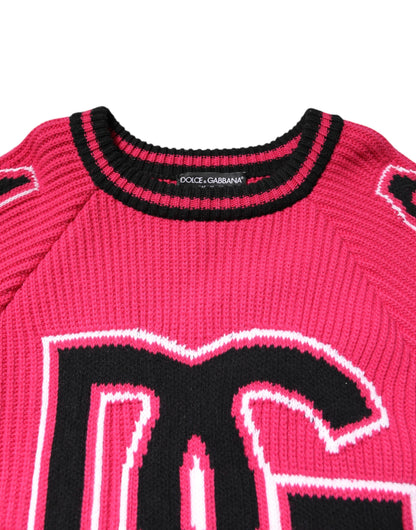 Sudadera de punto de algodón rosa Dolce & Gabbana con logo estampado