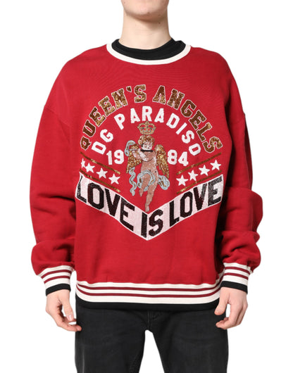 Sudadera con jersey de punto de lentejuelas rojas Dolce & Gabbana