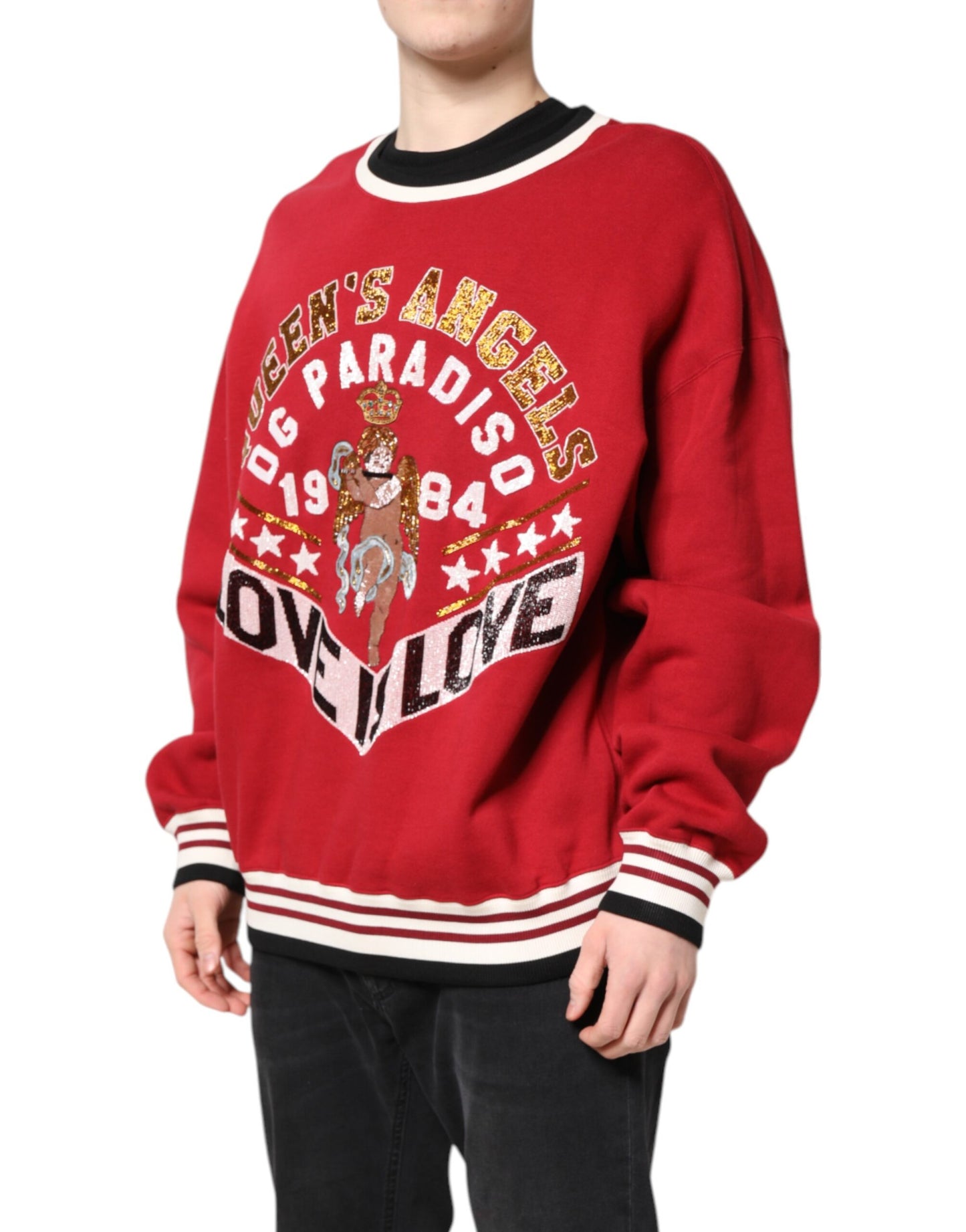 Sudadera con jersey de punto de lentejuelas rojas Dolce & Gabbana