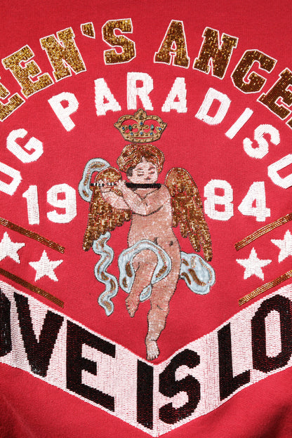 Sudadera con jersey de punto de lentejuelas rojas Dolce & Gabbana