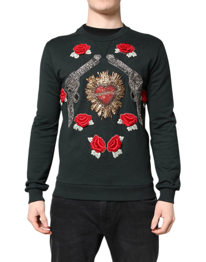 Suéter Negro con Lentejuelas y Adornos Dolce & Gabbana