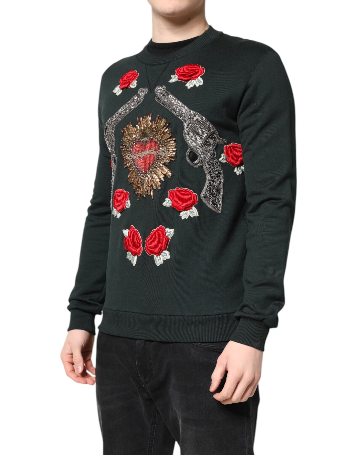 Suéter Negro con Lentejuelas y Adornos Dolce & Gabbana
