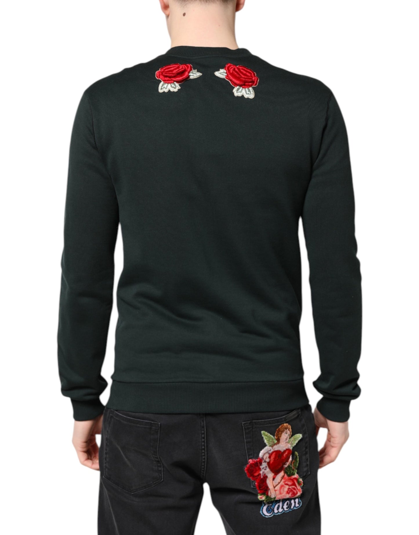 Suéter Negro con Lentejuelas y Adornos Dolce & Gabbana