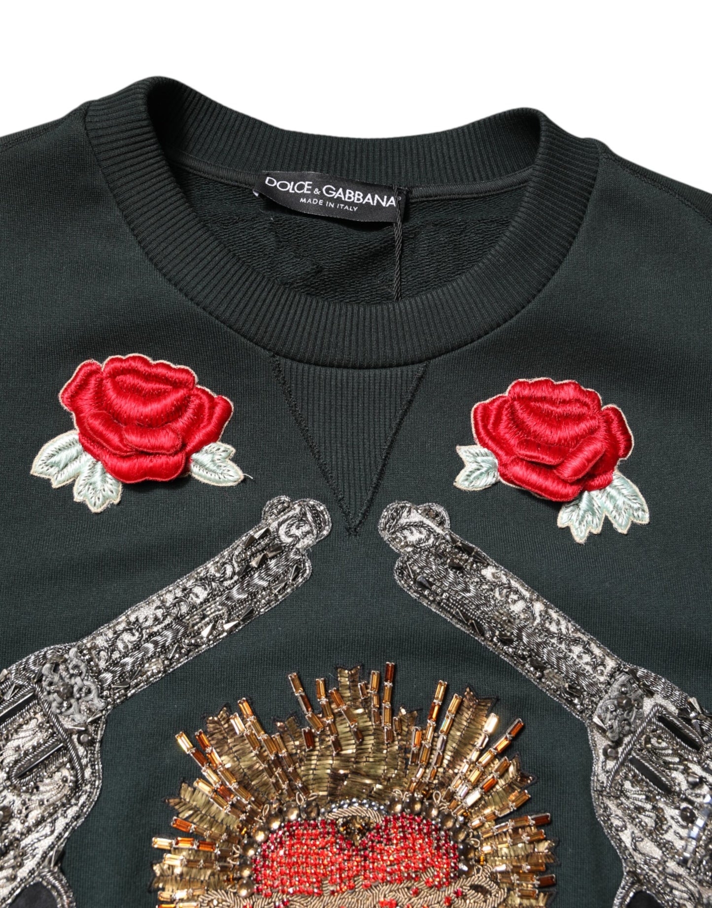 Suéter Negro con Lentejuelas y Adornos Dolce & Gabbana