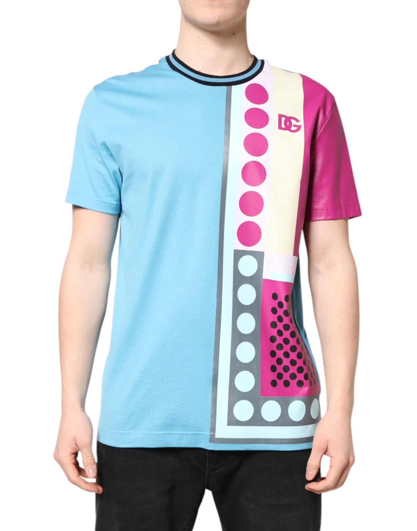 Camiseta de manga corta con logotipo estampado multicolor de Dolce & Gabbana