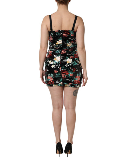 Dolce & Gabbana Black Floral Sequin Sleeveless Sheath Dress