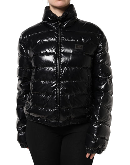 Chaqueta acolchada con cremallera completa y logo de Dolce & Gabbana negra