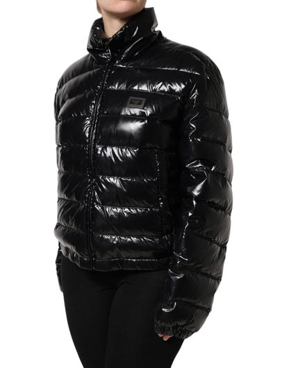 Chaqueta acolchada con cremallera completa y logo de Dolce & Gabbana negra