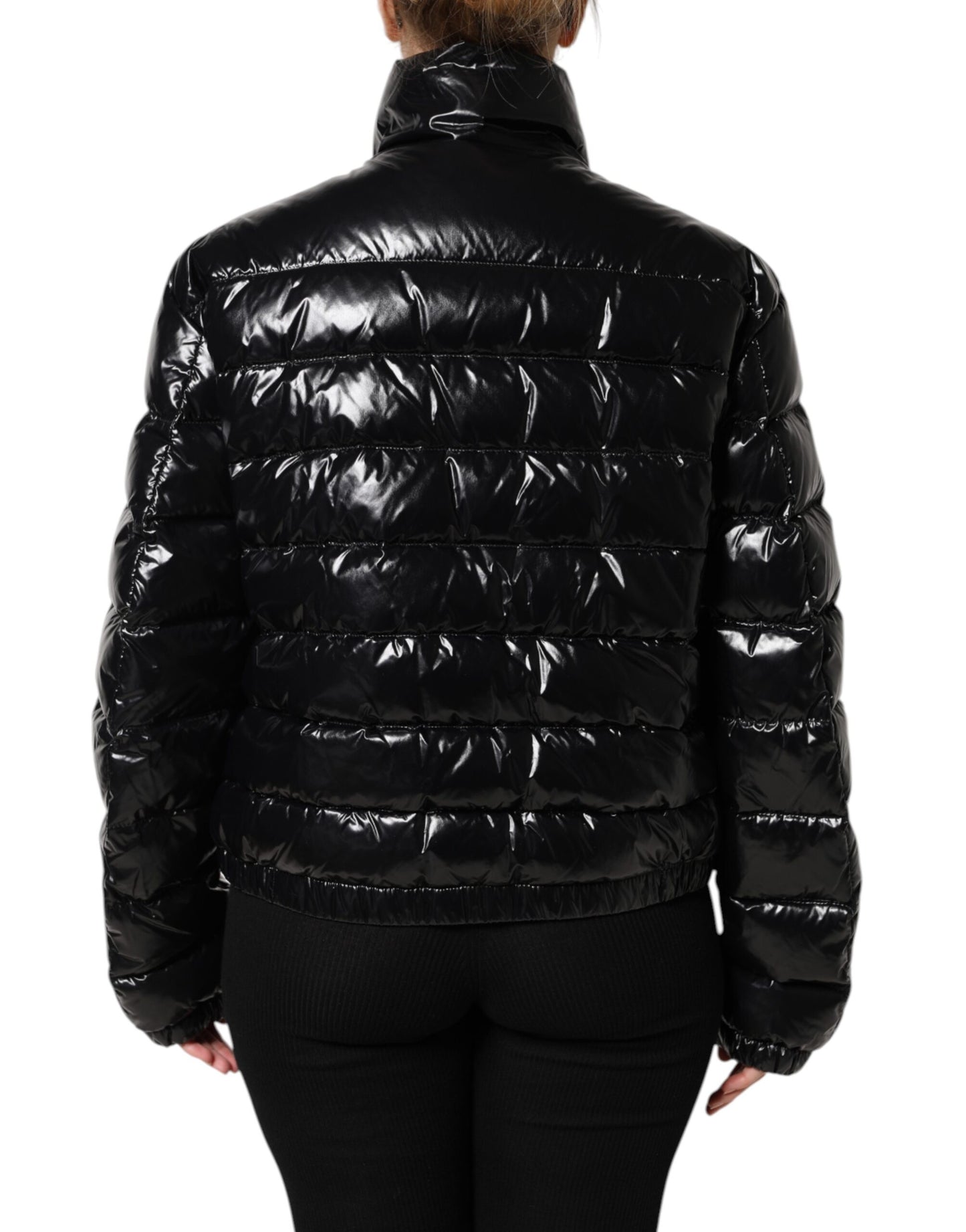 Chaqueta acolchada con cremallera completa y logo de Dolce & Gabbana negra
