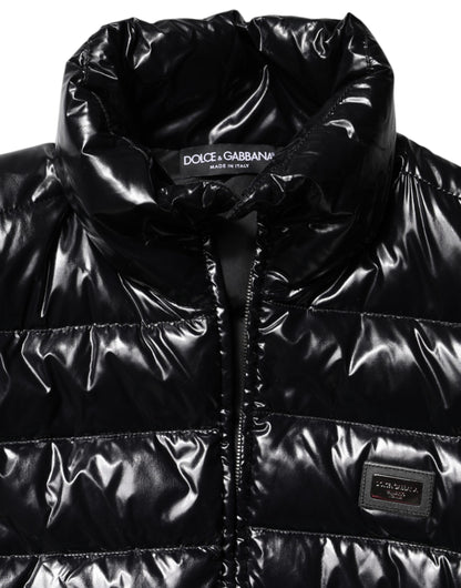 Chaqueta acolchada con cremallera completa y logo de Dolce & Gabbana negra
